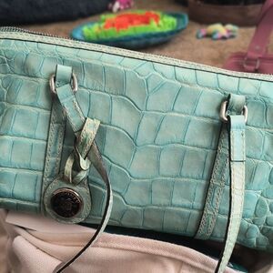Dooney & Bourke Aqua Crocodile Embossed Clutch